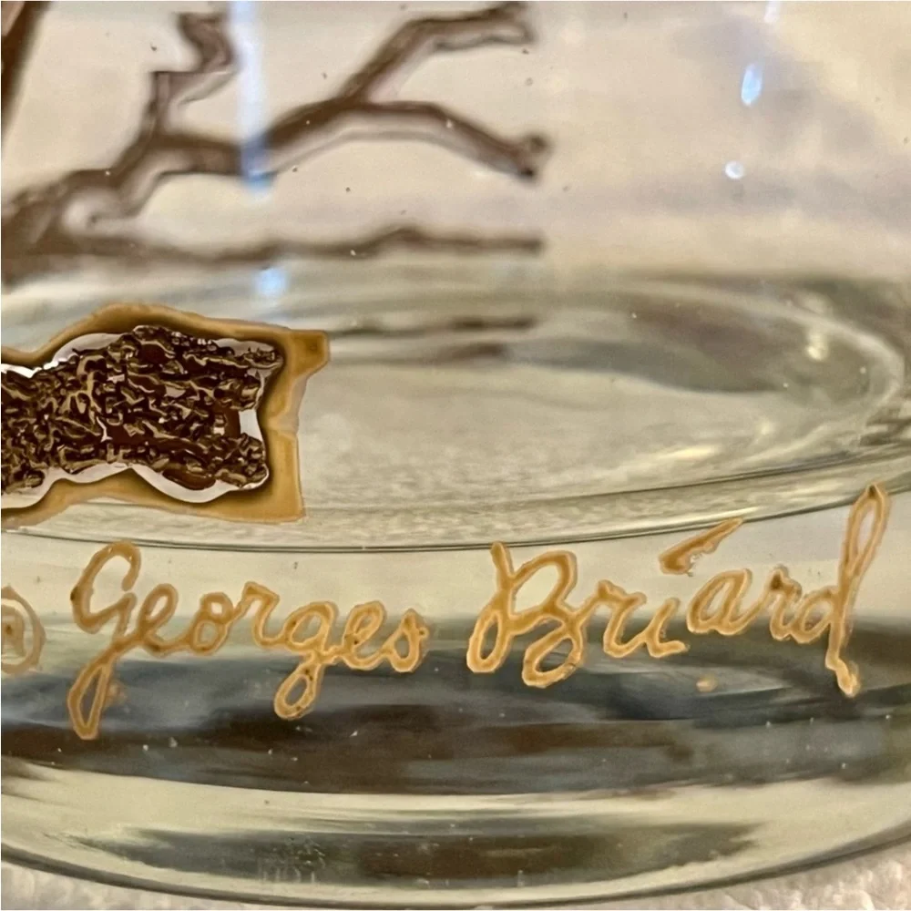 Authentic Georges Briard Signed Vintage Retro Owl Double Old Fashion Glasses x4